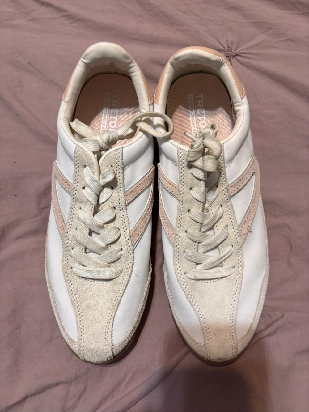 Tretorn White Sneakers with Light Pink Accents